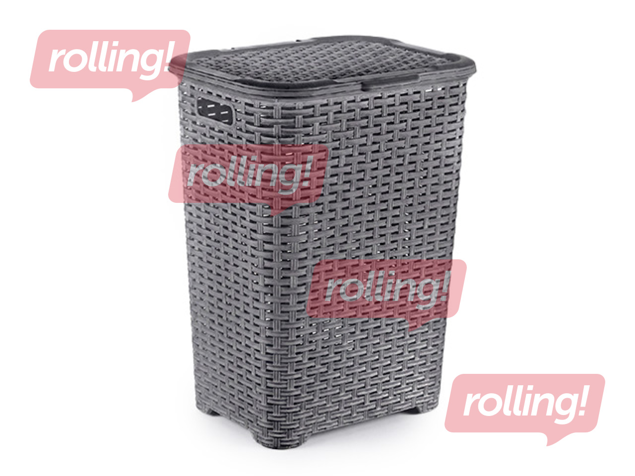 Veļas kaste Dunyaplastik Rattan, ar vāku, pelēka, 60l