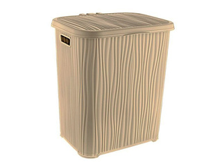 Laundry basket Ozer Wavy, with lid, beige, plastic, 48l