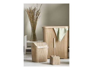 Laundry basket Ozer Wavy, with lid, beige, plastic, 48l