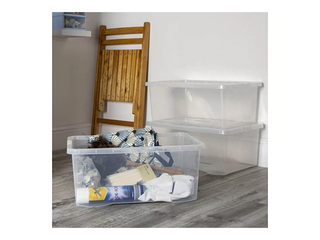 Kast Curver Textile Box, kaanega, läbipaistev, 45l, 59.6x39.4x23cm