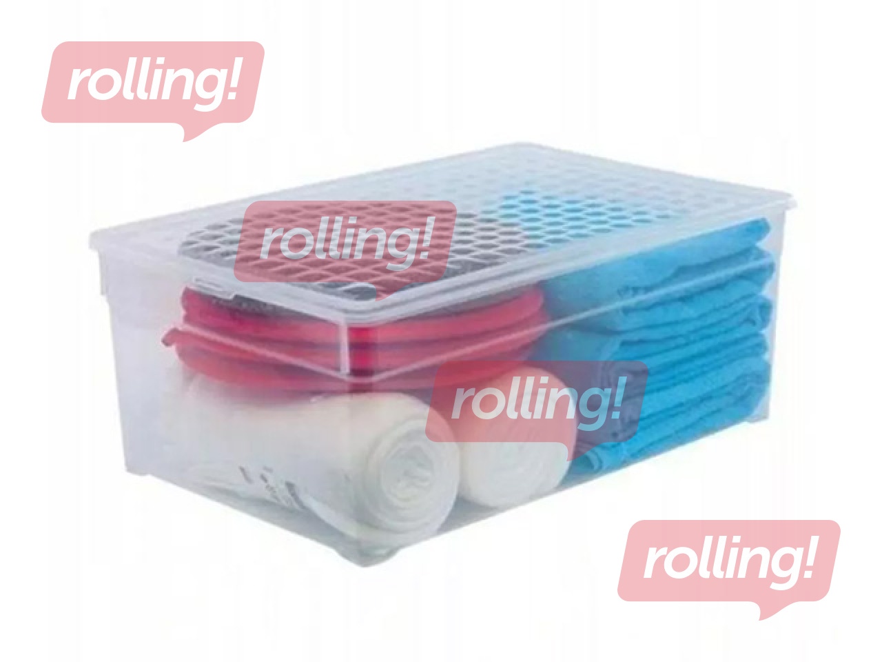 Kast Curver Textile Box, kaanega, läbipaistev, 45l, 59.6x39.4x23cm
