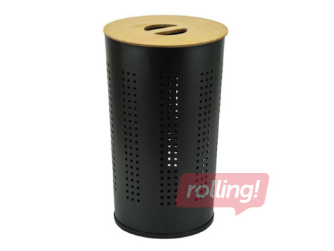 Pesukorv, roostevaba teras, puidust kaanega, 46l