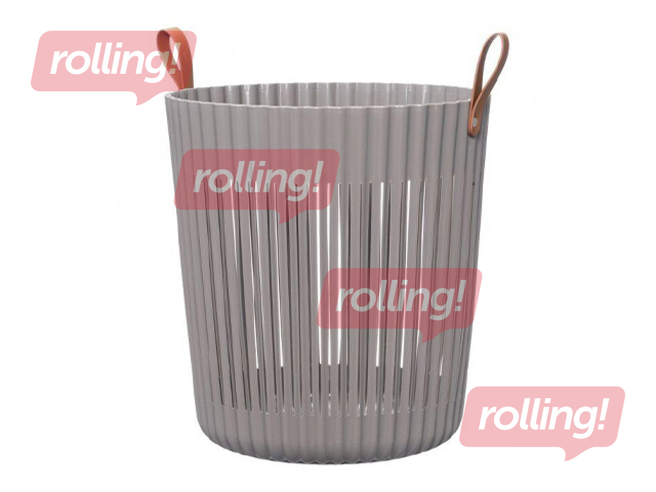 Storage basket, plastic, grey, Ø37x40cm