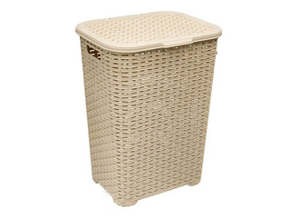 Pesukorv Dunyaplastik Rattan, kaanega, beež, 60l