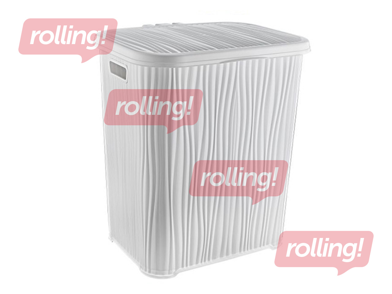 Pesukorv Ozer Wavy, kaanega, valge, plastik, 48l