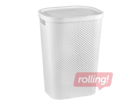 Pesukorv Curver Infinity Recycled, kaanega, valge, 60l
