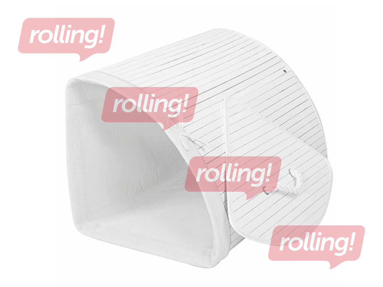 Laundry basket Springos, with lid, white, bamboo, 73l