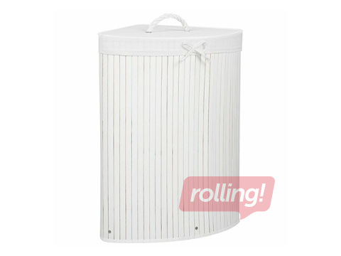 Pesukorv Springos, kaanega, valge, bambus, 73l