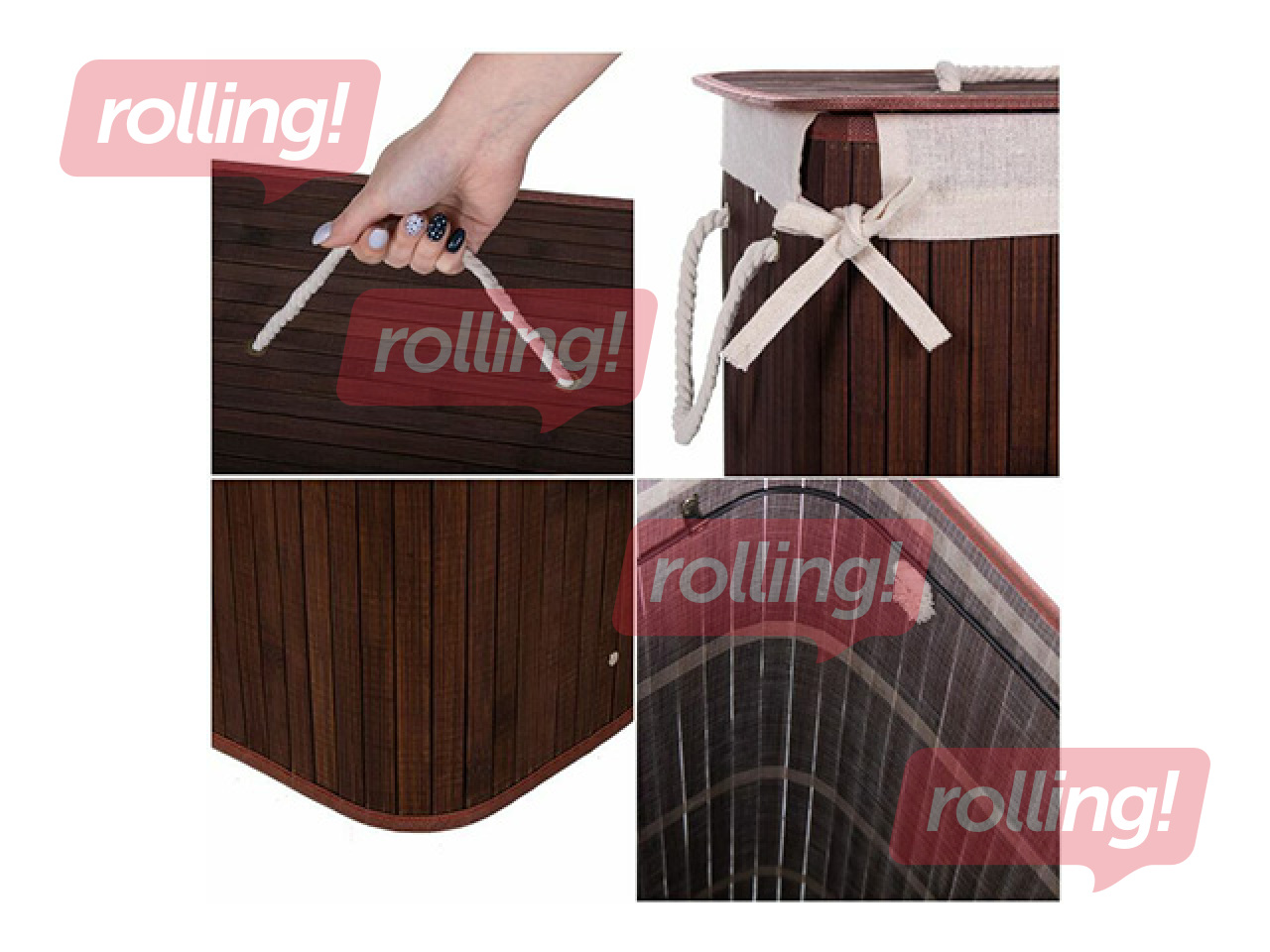 Pesukorv Springos, kaanega, pruun, bambus, 72l