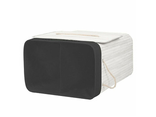 Корзина для белья Springos, два отделения, с крышкой, белая, бамбук, 105л