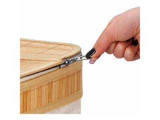 Laundry basket Springos, two compartments, with lid, brown, bamboo, 100l