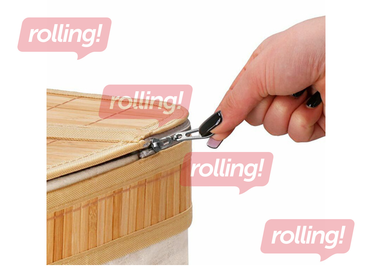 Pesukorv Springos, kaks sektsiooni, kaanega, pruun, bambus, 100l