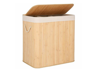 Корзина для белья Springos, три отделения, с крышкой, коричневая, бамбук, 150л