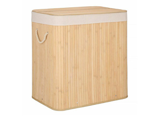 Pesukorv Springos, kolm sektsiooni, kaanega, pruun, bambus, 150l