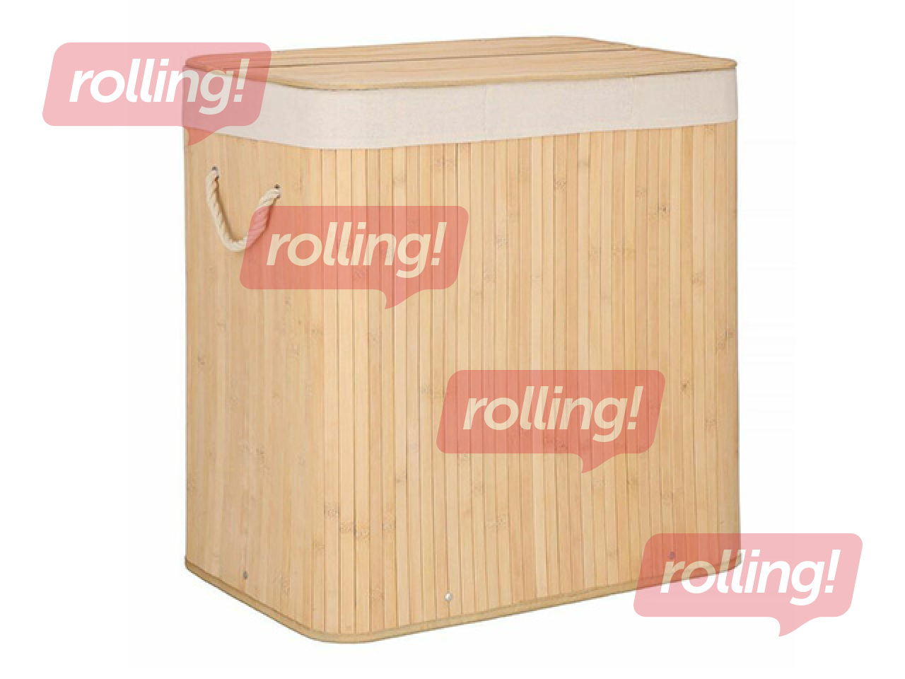 Pesukorv Springos, kolm sektsiooni, kaanega, pruun, bambus, 150l