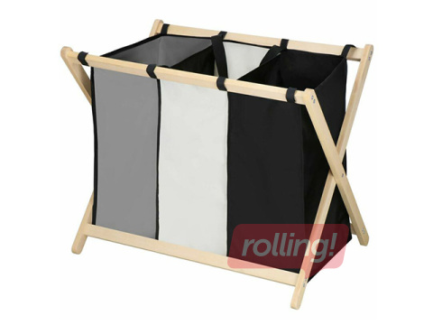 Pesukorv Springos, kolm sektsiooni, kangas, puitraam, 105l