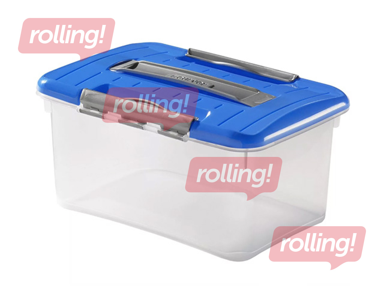 Uzglabāšanas kaste Hobby Optima, ar vāku un rokturi, caurspīdīga, zila, 37.4x28x21cm, 15l