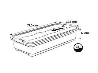 Uzglabāšanas kaste Keeeper Eckhart, ar vāku, pelēka, 79.5×39.5×17cm, 33l