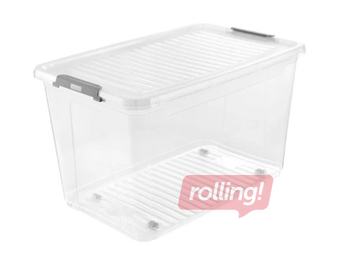 Hoiukast Keeeper Leo, kaanega, ratastel, läbipaistev, 56l