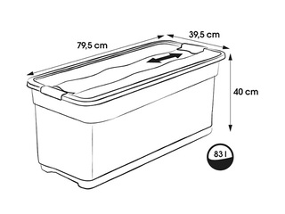 Uzglabāšanas kaste Keeeper Eckhart, ar vāku, pelēka, 79.5x39.5x40cm, 83l