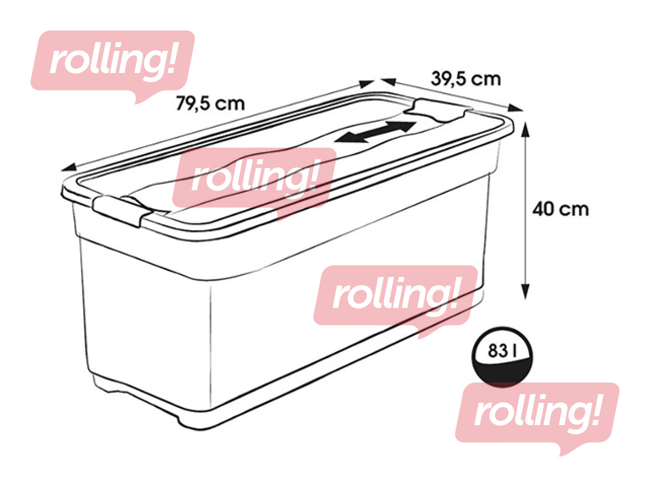 Uzglabāšanas kaste Keeeper Eckhart, ar vāku, pelēka, 79.5x39.5x40cm, 83l
