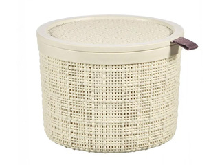 Basket Curver Jute, with lid, cream, Ø17x13cm, 2l