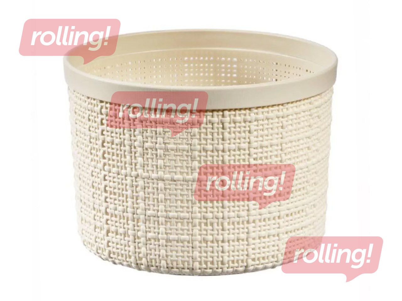 Basket Curver Jute, with lid, cream, Ø17x13cm, 2l