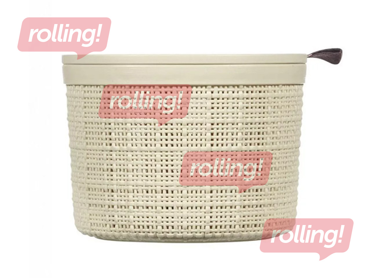 Basket Curver Jute, with lid, cream, Ø17x13cm, 2l