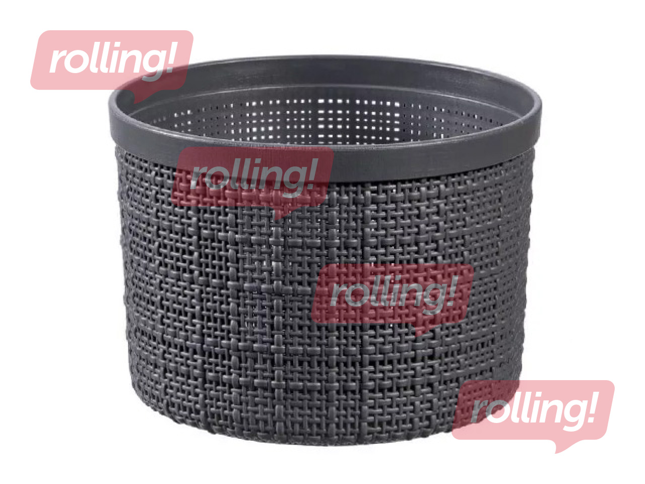 Korv Curver Jute, kaanega, hall, Ø17x13cm, 2l