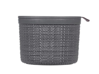 Korv Curver Jute, kaanega, hall, Ø17x13cm, 2l