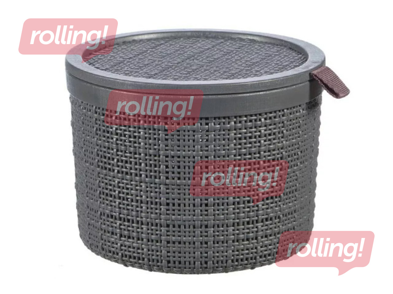 Корзинка Curver Jute, с крышкой, серая, Ø17x13см, 2л