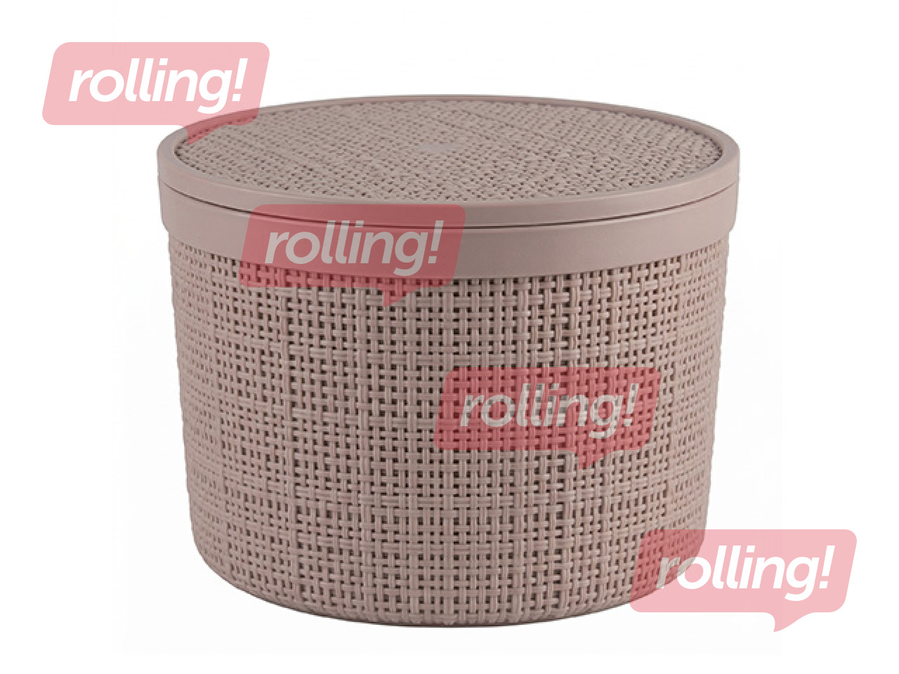 Basket Curver, Jute, with lid, pink, Ø17x13cm, 2l