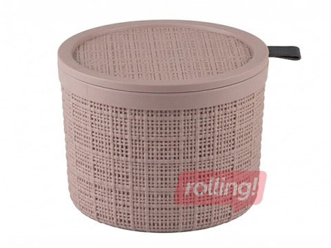 Корзинка Curver Jute, с крышкой, розовая, Ø17x13см, 2л