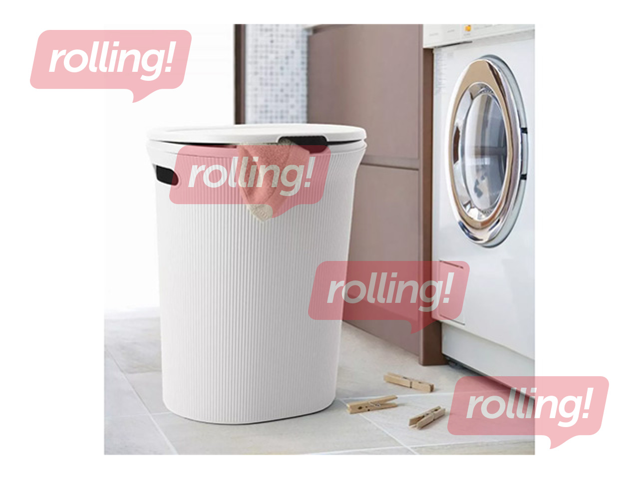 Pesukorv Tatay Baobab, kaanega, valge, 40l