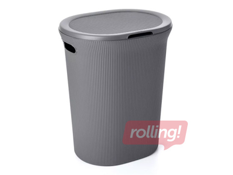 Laundry basket Tatay Baobab, with lid, grey, 40l