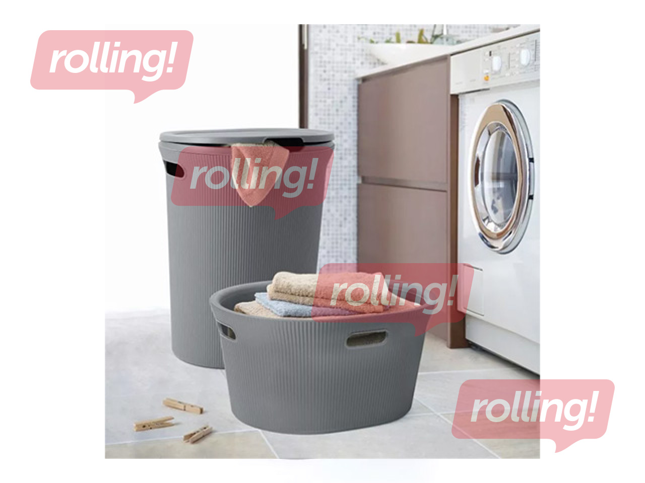 Pesukorv Tatay Baobab, kaanega, hall, 40l