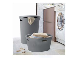 Veļas kaste Tatay Baobab, ar vāku, pelēka, 40l
