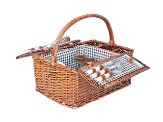 Picnic basket Gino, for 4 persons, with handle, 46x33x22/40cm