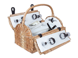 Picnic basket Gino, for 4 persons, with handle, 47x31x23/28/38cm