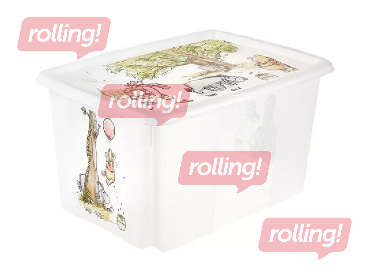 Hoiukast Keeeper Karolina Winnie the Pooh, kaanega, läbipaistev, 55.5x40x30cm, 45l