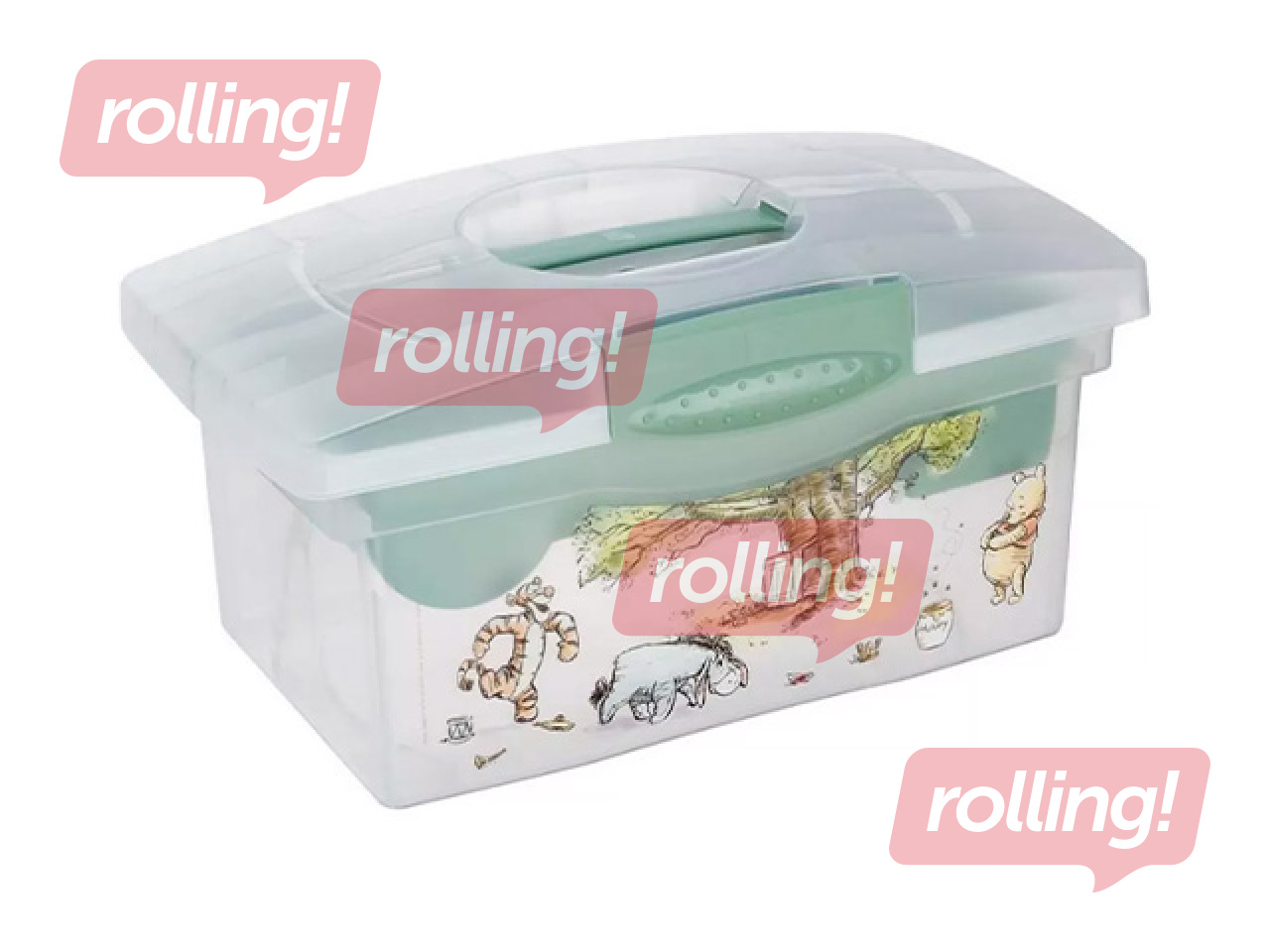 Hoiukast Keeeper Patryk Winnie the Pooh, kaane ja organisaatoriga, läbipaistev, roheline, 40x24x14cm