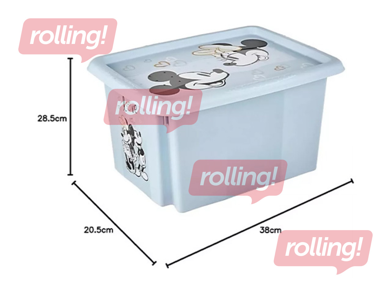 Ящик для хранения Keeeper Karolina Mickey Mouse, с крышкой, синий, 38x29.5x20.5cm, 15л