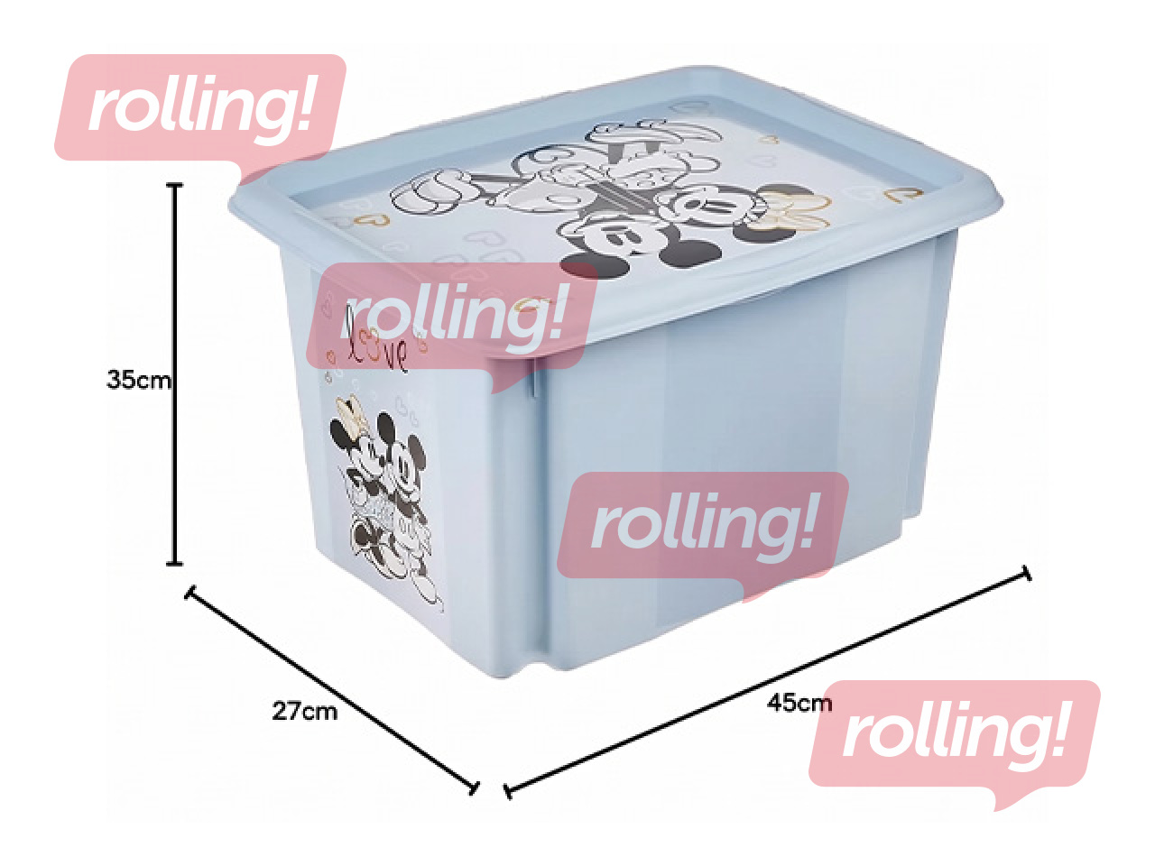 Uzglabāšanas kaste Keeeper Karolina Mickey Mouse, ar vāku, zila, 45x35x27cm, 30l