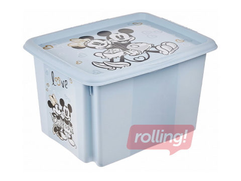 Ящик для хранения Keeeper Karolina Mickey Mouse, с крышкой, синий, 45x35x27см, 30л