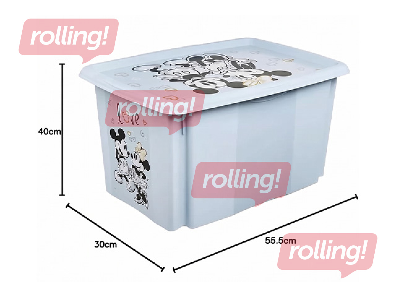 Hoiukast Keeeper Karolina Mickey Mouse, kaanega, sinine, 55.5x40x30cm, 45l