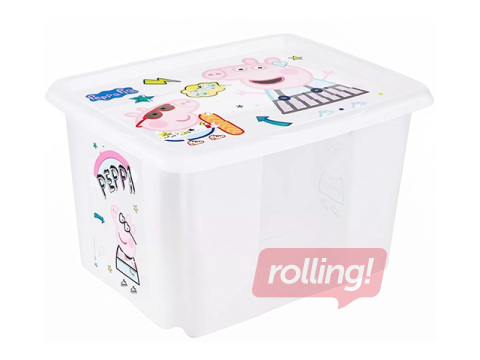 Storage box Keeeper Karolina Peppa Pig, with lid, transparent, 45x35x27cm, 30l