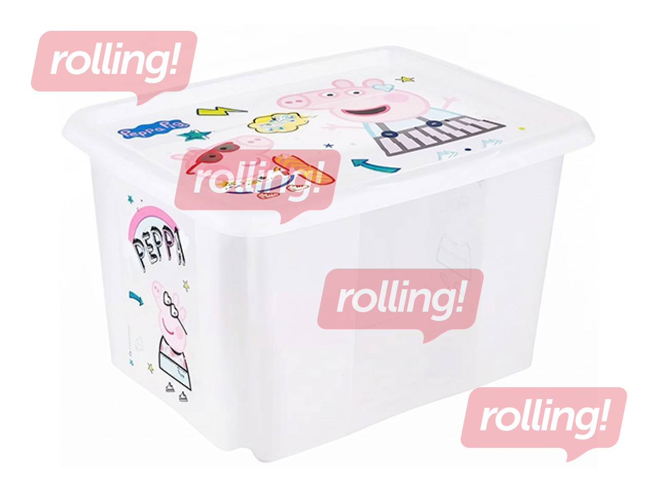 Storage box Keeeper Karolina Peppa Pig, with lid, transparent, 45x35x27cm, 30l