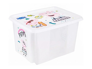 Ящик для хранения Keeeper Karolina Peppa Pig, с крышкой, прозрачный, 45x35x27см, 30л