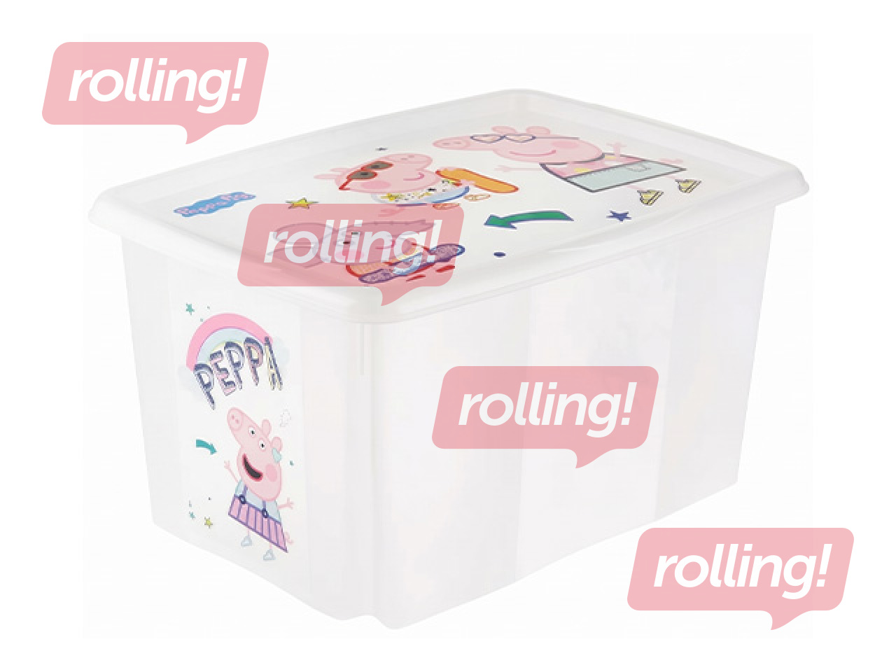 Hoiukast Keeeper Karolina Peppa Pig, kaanega, läbipaistev, 55.5x40x30cm, 45l