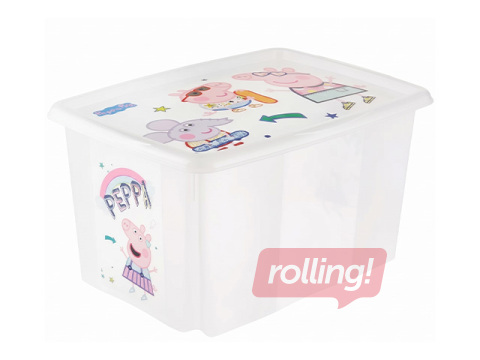 Storage box Keeeper Karolina Peppa Pig, with lid, transparent, 55.5x40x30cm, 45l